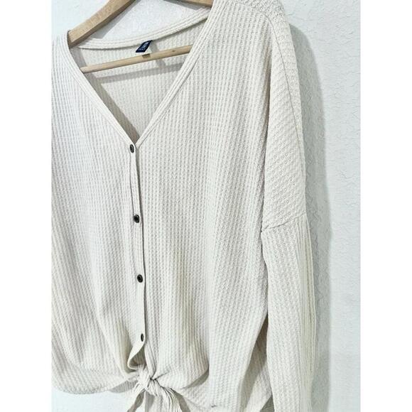 Iwollence Womens Sweater Shirt Waffle Knit Thermal Long Sleeve Tie Knot XL - Picture 7 of 15